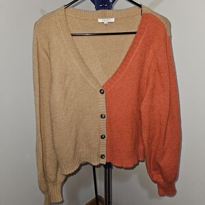 Colorblock Button-Up Women's Sweater